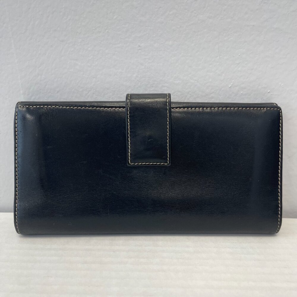 Gucci Leather Bifold Long Wallet w/ Coin Compartment  in Black - Preowned - Picture 2 of 13